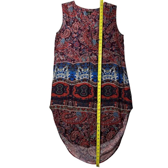 Cupio Womens L Sleeveless Burgundy Midi Dress Aztec Paisley Mandala Boho Artsy - Picture 10 of 15